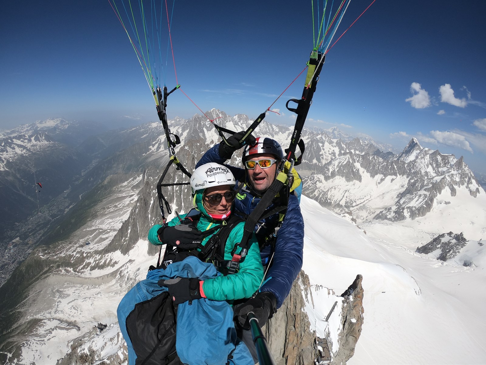 Posé au Mont Blanc en parapente biplace